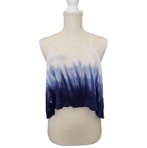 Forever 21 Blue & White Ombré Tie Dye Racerback Loose Fit Tank Crop Top - Small